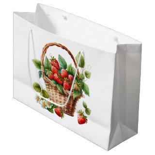 Fresh Strawberries in a Wicker Basket Large Gift Bag