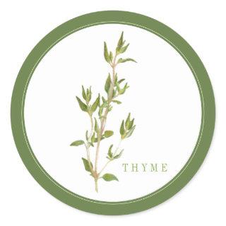 FRESH THYME Large Round Stickers (+text) Green