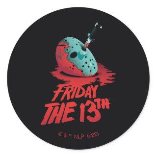 Friday the 13th | Knife Through Blue Hockey Mask Classic Round Sticker
