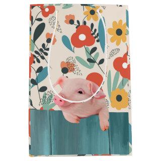 Friendly Baby Pig | Cute Baby Animal Medium Gift Bag