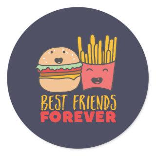 Friendship Burger and Fries Best Friends Forever Classic Round Sticker
