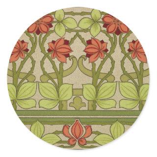 Frieze Border Art Nouveau Floral Classic Round Sticker