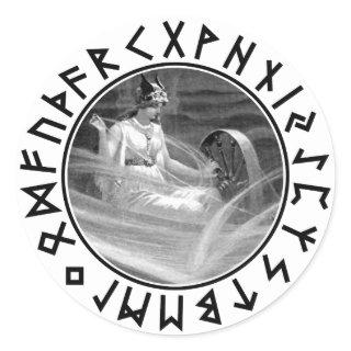 Frigg Rune Shield Classic Round Sticker
