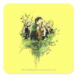 FRODO™ with Hobbits Vector Collage Square Sticker