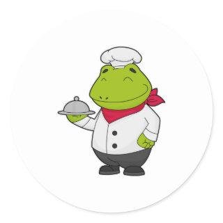 Frog as Cook with Platter Classic Round Sticker