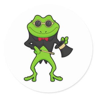Frog as Magician with Magic wand & Hat Classic Round Sticker