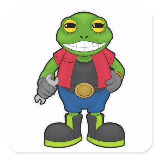 Frog as Mechanic with Spanner Square Sticker