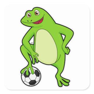 Frog as Soccer player with Soccer ball Square Sticker