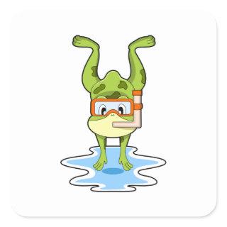 Frog at Diving with Snorkel Square Sticker
