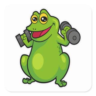 Frog at shoulder training with Dumbbells Square Sticker
