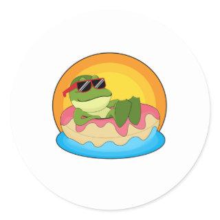 Frog at Swimming with Sunglasses Classic Round Sticker