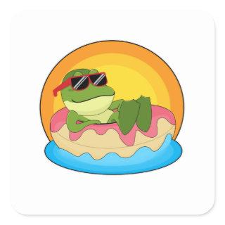 Frog at Swimming with Sunglasses Square Sticker