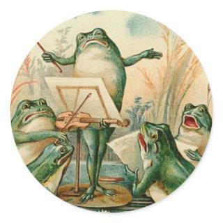 Frog Chorus Vintage Illustration Classic Round Sticker