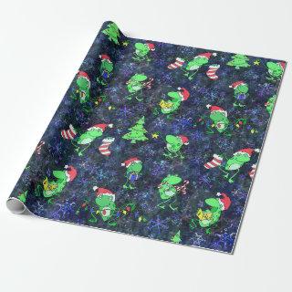 Frog Christmas -- Cute Frog Xmas Party Purple Snow