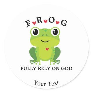 Frog Fully Rely on God Red Hearts Classic Round Sticker