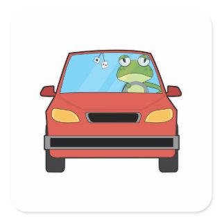 Frog in Car Square Sticker