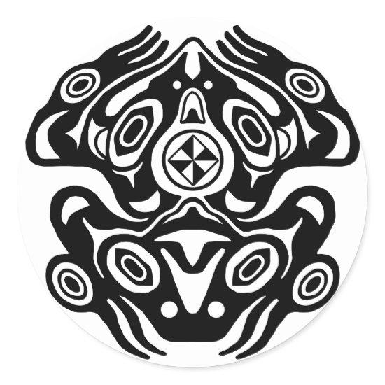 Frog Native American Design Classic Round Sticker