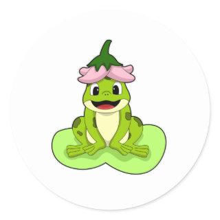 Frog on Leaf Classic Round Sticker