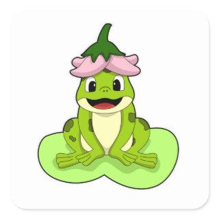 Frog on Leaf Square Sticker