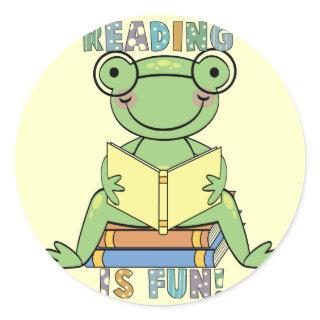 Frog Reading is Fun T-shirts and Gifts Classic Round Sticker