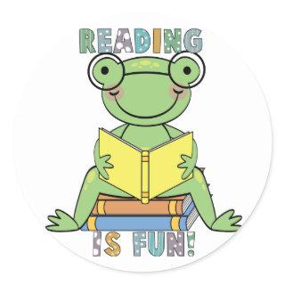 Frog Reading is Fun T-shirts and Gifts Classic Round Sticker