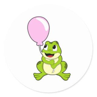 Frog with Balloon Classic Round Sticker