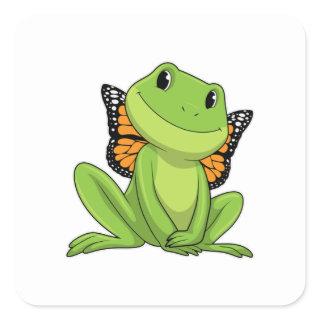 Frog with Butterfly Square Sticker