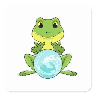 Frog with Crystal ball Square Sticker