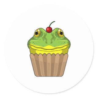 Frog with Muffin Classic Round Sticker