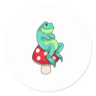 Frog with Mushroom Classic Round Sticker