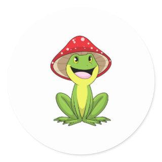 Frog with Mushroom Classic Round Sticker