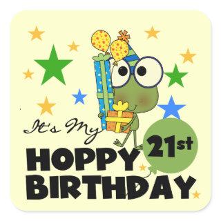 Froggie Hoppy 21st Birthday Square Sticker