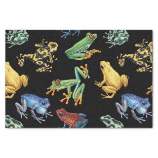 Frogs on black tissue paper