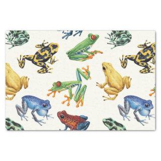 Frogs on natural white tissue paper