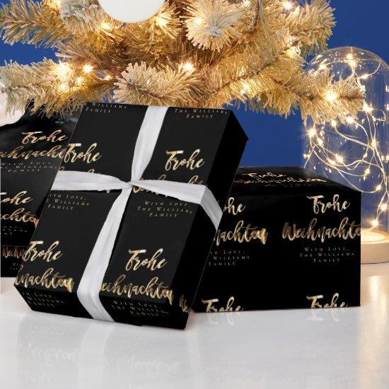Frohe Weihnachten Elegant Black Gold Script German