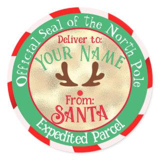 From Santa Official Seal on Gold & Green
