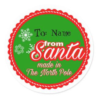 From Santa Personalized Classic Round Sticker