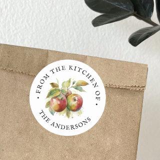 From The Kitchen Of | Apple Watercolor  Classic Round Sticker
