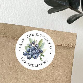 From The Kitchen Of | Blueberries Watercolor Classic Round Sticker