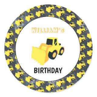Front End Loader Construction Truck Birthday Classic Round Sticker