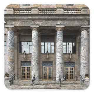 Front View of the Alaska State Capitol in Juneau Square Sticker