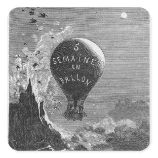 Frontispiece to 'Five Weeks in a Balloon' Square Sticker