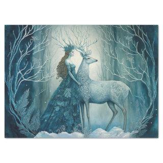 Frost Queen and Stag decoupage Tissue Paper