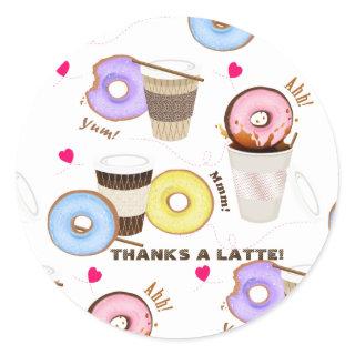 Frosted Donuts and Coffee Thank You Classic Round Sticker