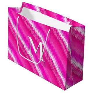 Frosted glass stripes - pink and fuchsia large gift bag