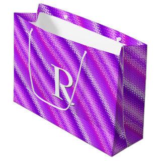 Frosted glass stripes - purple and orchid large gift bag