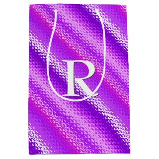 Frosted glass stripes - purple and orchid medium gift bag