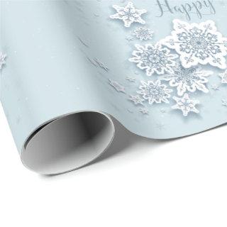 Frosty Blue Snowflakes Happy Holidays
