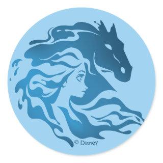 Frozen 2: Elsa & The Nokk Watercolor Silhouette Classic Round Sticker