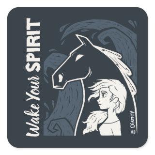 Frozen 2: Elsa & The Nokk Woodcut Graphic Square Sticker